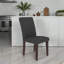 Ensemble de 2 chaises d'appoint rembourrées avec support à haut dossier pour la salle à manger et la cuisine au fini gris et bois naturel