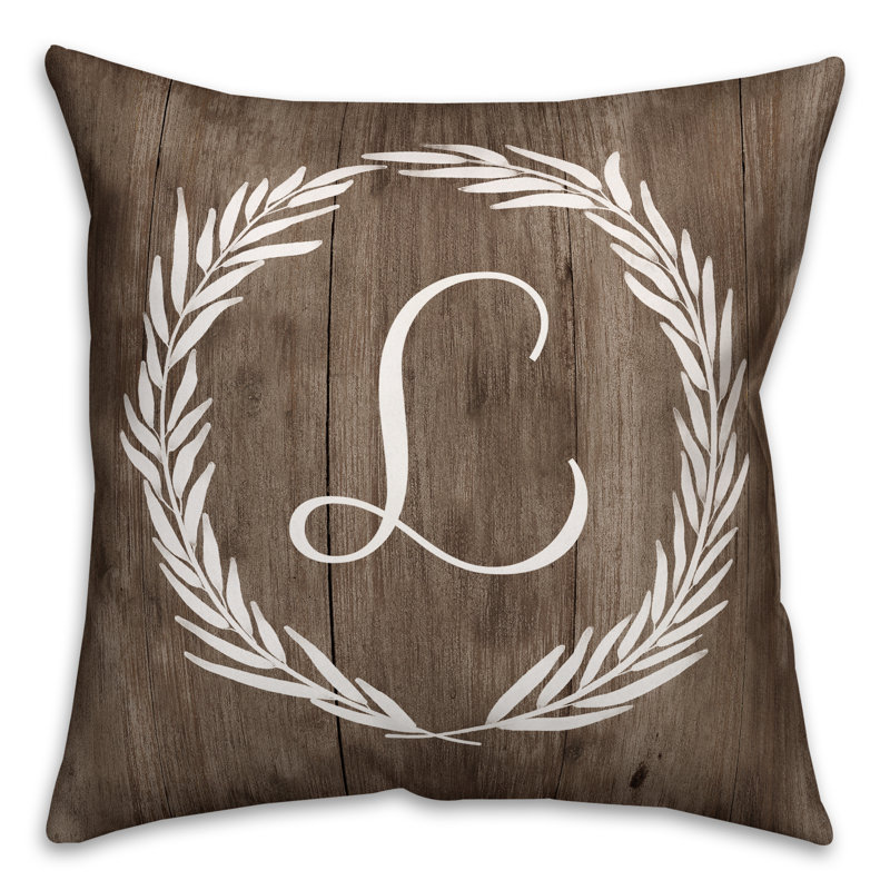  Wreath Initial Throw Pillow, L