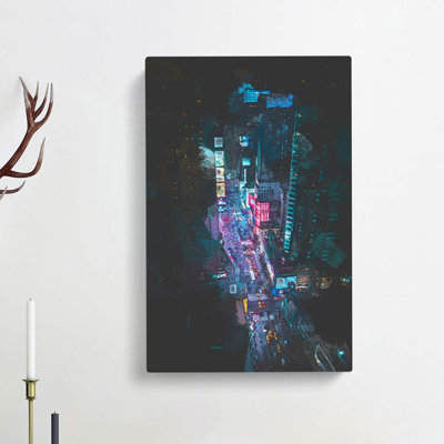 Looking At Times Square In New York In Abstract - Wrapped Canvas