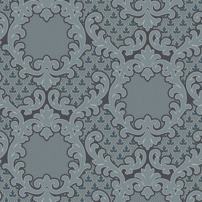 Shadow Leaf Damask - Pewter Blue Wallpaper