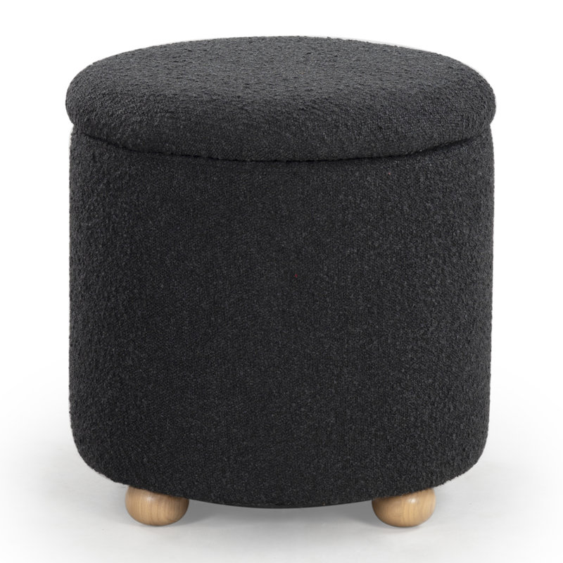 Shayli Upholstered Ottoman, Black Boucle