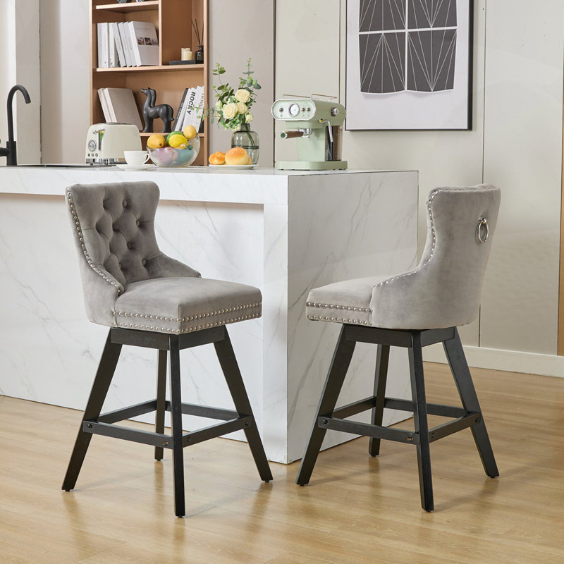Ensemble de 2 tabourets pivotants, Gris