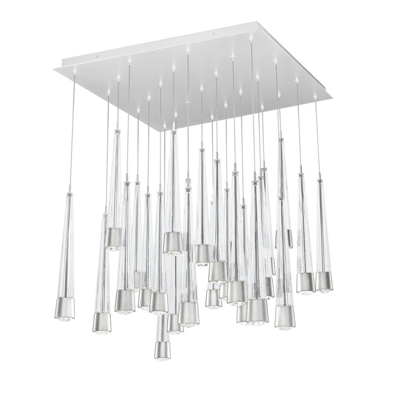 Quill Square 25 - Light Cluster Pendant, Chrome