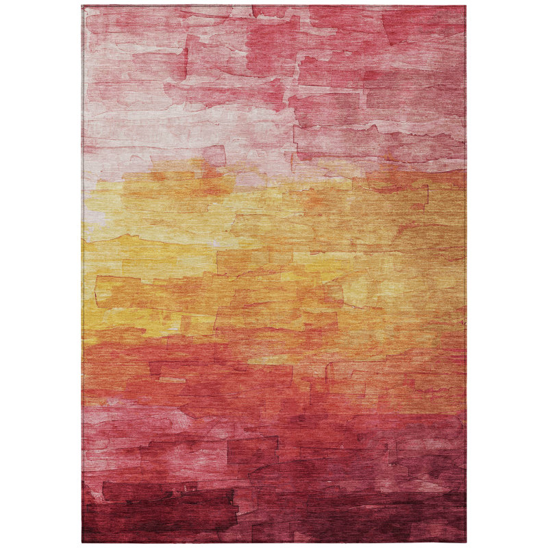Tapis intérieur lavable rayé 3 pi x 5 pi rosé et rose