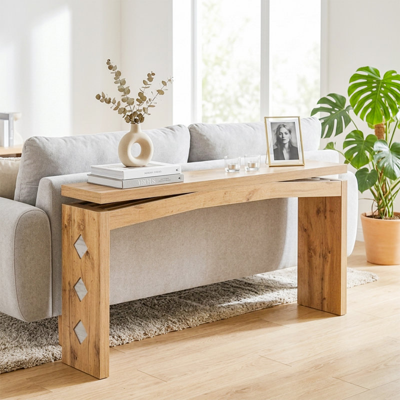 Console 62 po avec incrustation de losanges géométriques