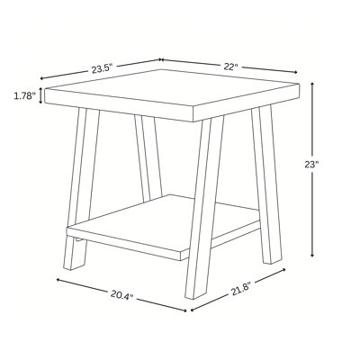 Athens Contemporary Wood Shelf End Table, Navy