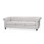 Tissu gris - 3 places, avec capitonnage à boutons traditionnel et dossier bas profilé, l 83 po x P 32 po H