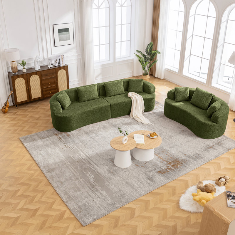 Ensemble de canapé modulaire courbé 3 pièces, Vert