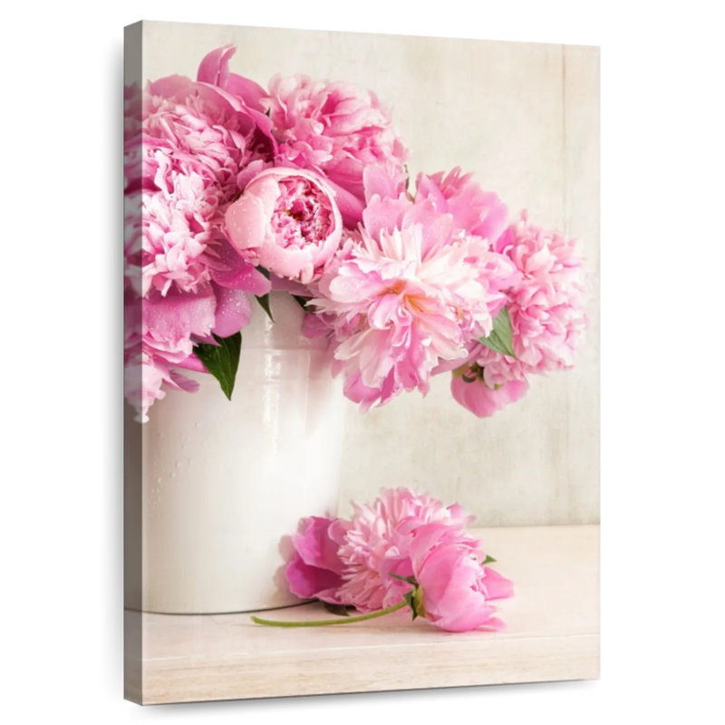 Pivoines roses fraîches, H 12 po x l 8 po