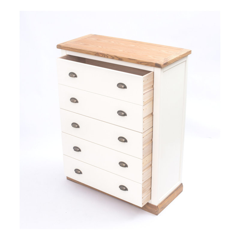 90cm W 5 - Drawer Chest of Drawers, Waxed Oak