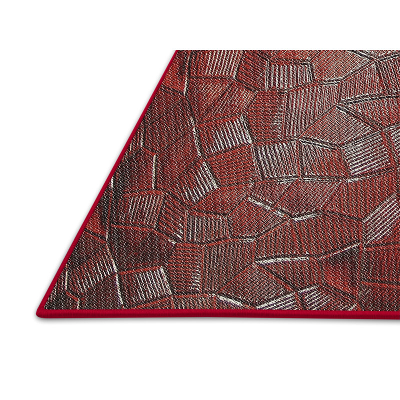 Tapis rouge / noir Power Loom, Rectangle 5 pi x 7 pi