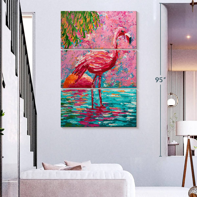 Brampt Abstract Flamingo, 74" H x 48" W