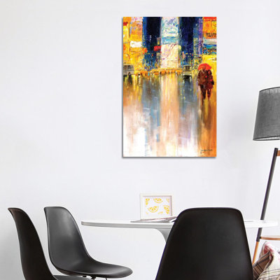 Times Square Evening by John Haskins - Wrapped Canvas Print