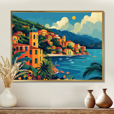Orange, bleu, riviera italienne, art mural Italie