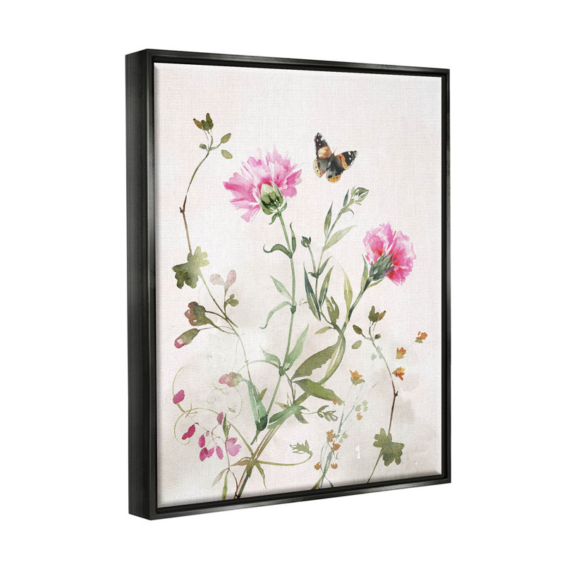 «Fluttering Butterfly Garden Blooms» par Nina Blue - impression sur toile, H 21 po x l 17 po x P 1,7 po