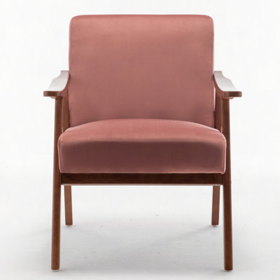 Accent Chair with Velvet Upholstery and Solid Wood Frame, Classic Living Room Furniture for Extra Seating