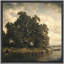 Peinture rétro de paysage de campagne avec des arbres luxuriants et des illustrations de nature zen sereine encadrée sur toile-213251238-213251241