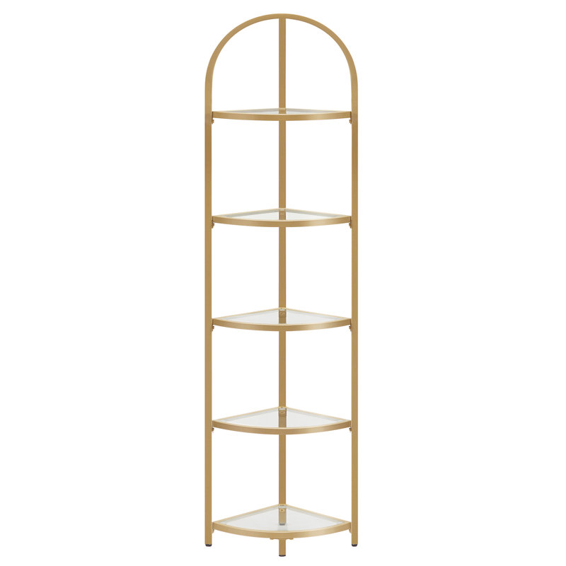 Cotaco 158cm H x 28cm W Steel Corner Bookcase, Golden/White