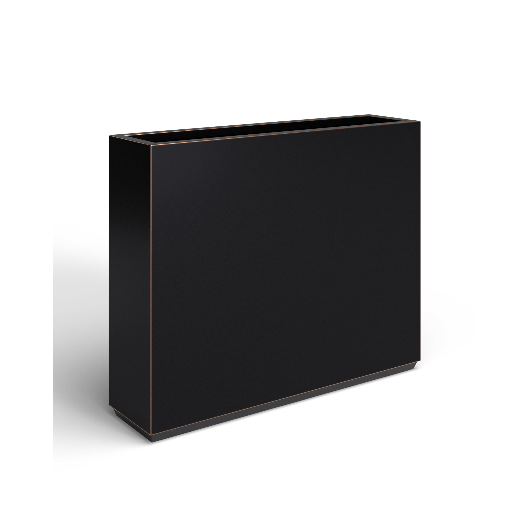 Tormund Metal Planter Box, 30" H x 38" W x 9.8" D, Black/Gold Edge