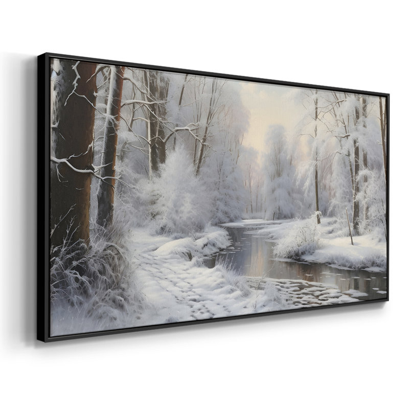 Série paysage - CMXCIV - Toile tendue avec châssis encadré - Prêt à être accroché, H 25 po x l 49 po, Noir