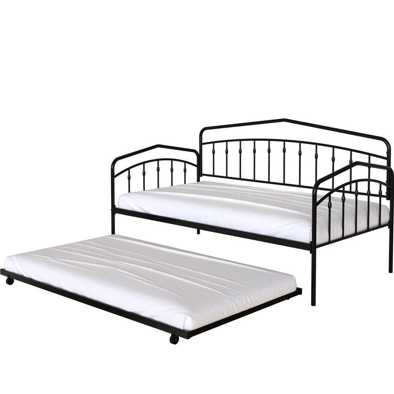 Lit de jour simple avec couchette, métal noir, chambre à coucher exceptionnelle