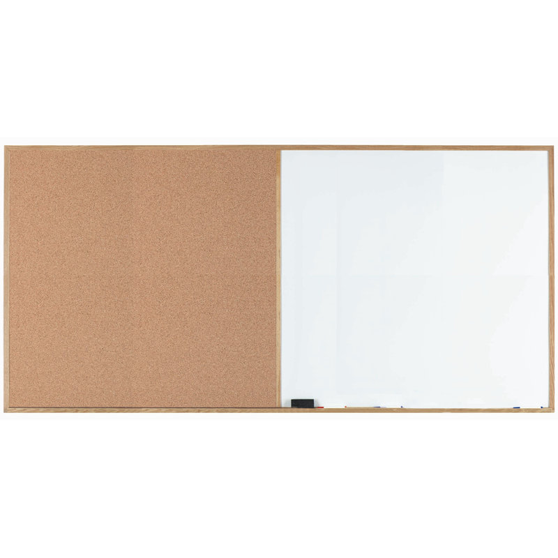 AARCO No Cork Solid Wood Combination Board, 4' H x 8' L