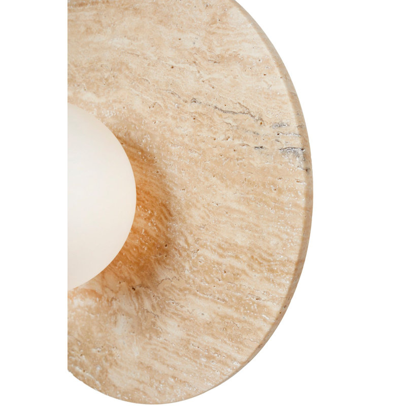 Lampe murale élégante avec corps en travertin, beige et blanc, 9,4 po x 4,7 po x 9,8 po | Bouchon en verre (4,7 po x 4,7 po) | 1 x culot G9 de 40 W maximum (ampoule non incluse) | Éclairage élégant pour la décoration intérieure, indice de protection IP20