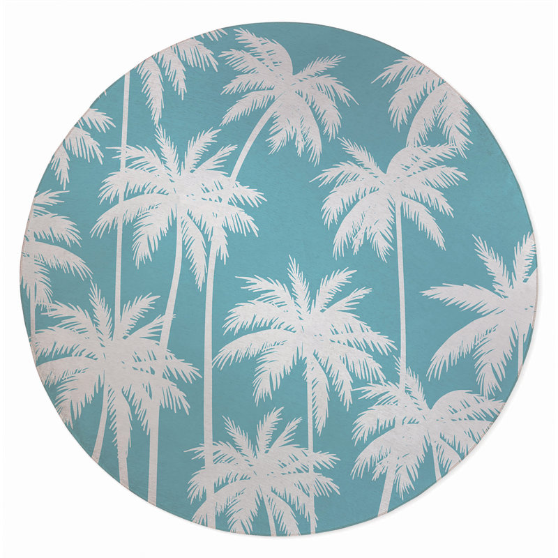 Palm Outdoor Rug, Round 5'