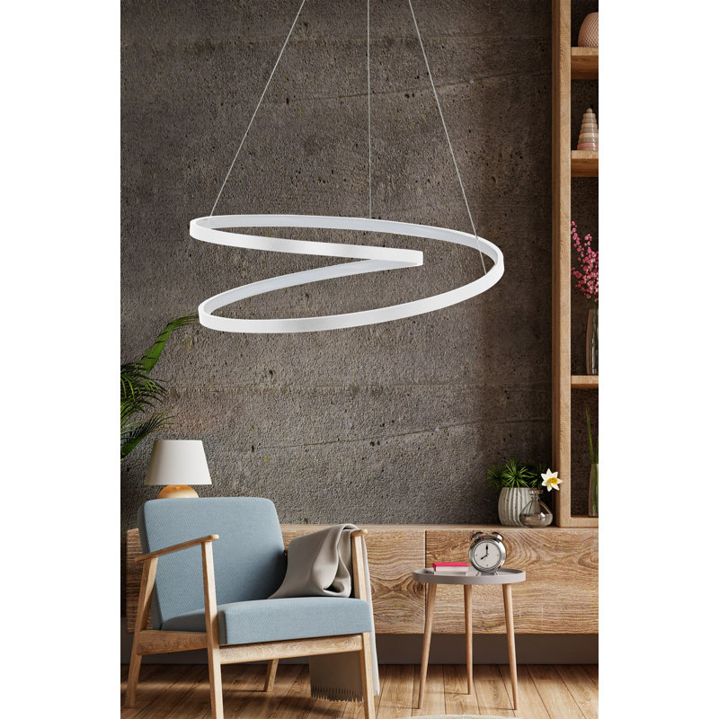 Adjustable LED Chandelier, White Aluminum Body, 17.3 x 17.3 x 5.1 inches | 4000K Yellow Light, 24-36 Watts | Modern Design, Perfect for Dining Room & Living Space, Sleek & Stylish Lighting Solution