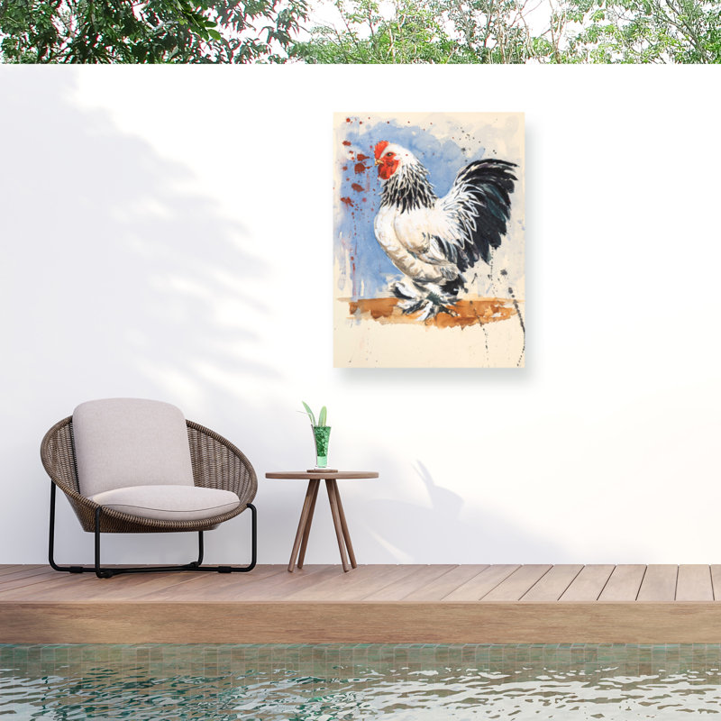 Coq bolant bolognaise, Brahma, 2020 sur toile, H 19 po x l 14 po
