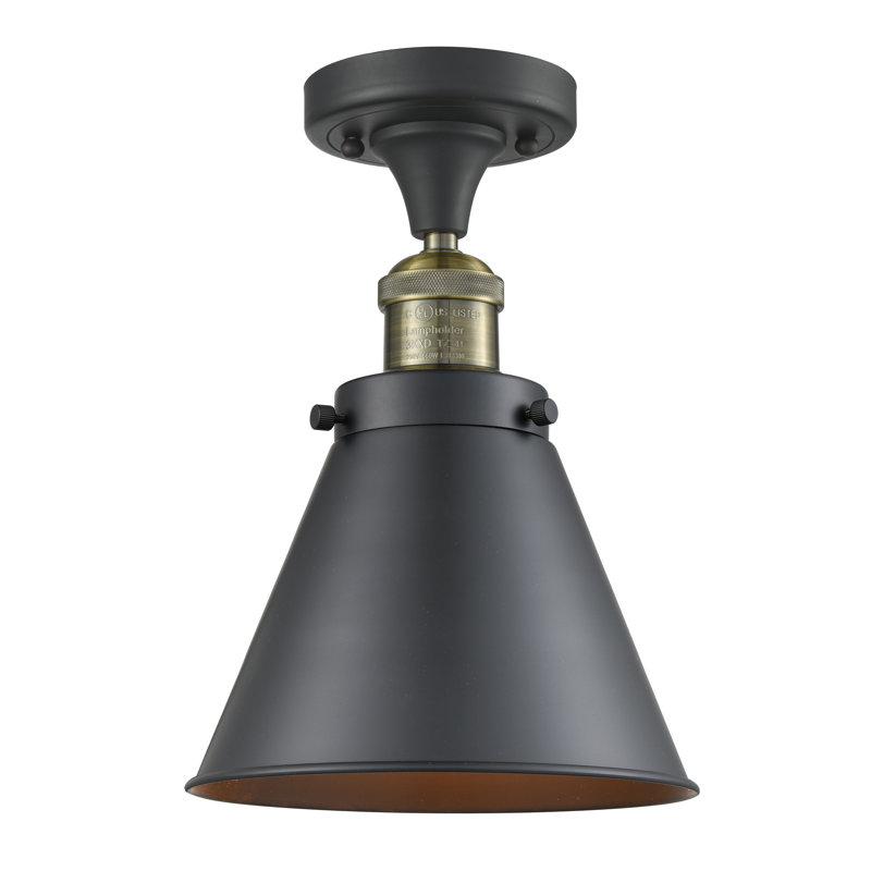 Plafonnier semi-encastré 8 lumières Donovan, Ampoule incandescente rétro de 60 watts, Laiton antique noir, Noir mat