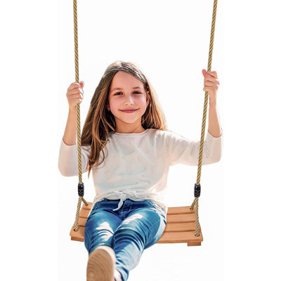 Classic Wooden Tree Swing Seat With Strong Rope, Indoor/outdoor For Garden, Patio, Or Porch
