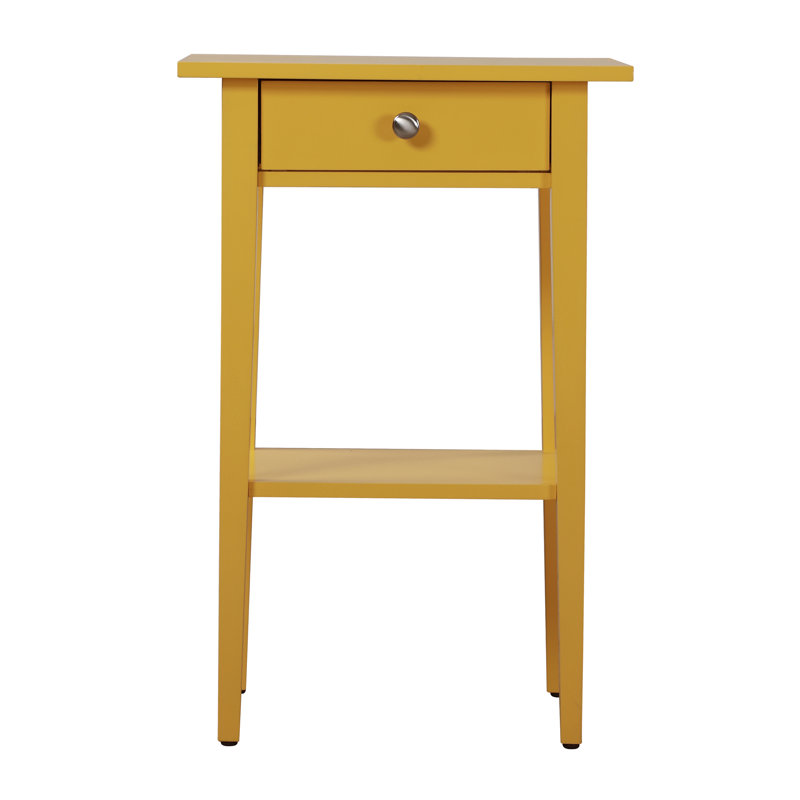 Yellow Particle Board Modern Nightstand with Drawer and Shelf