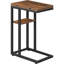 Table de bout pliable, table d'appoint en forme de C avec tablette de rangement, petite table de collation pour les petits espaces de salon et de chambre à coucher, assemblage facile, brun rustique