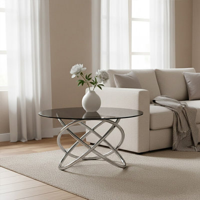 Glass Top Abstract End Table