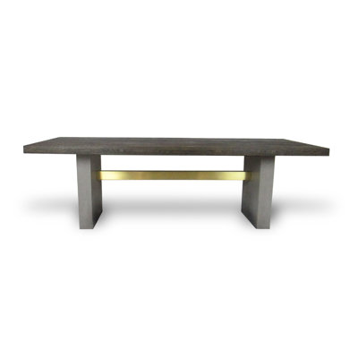 Cid Coe Dining Table, 94 Inch Brown Walnut Top, Gray Concrete Pedestal Base