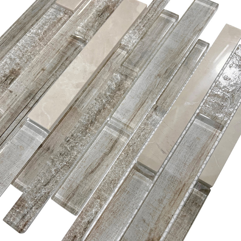 Carreau de dosseret en verre linéaire 12 po x 12 po Clian, Beige