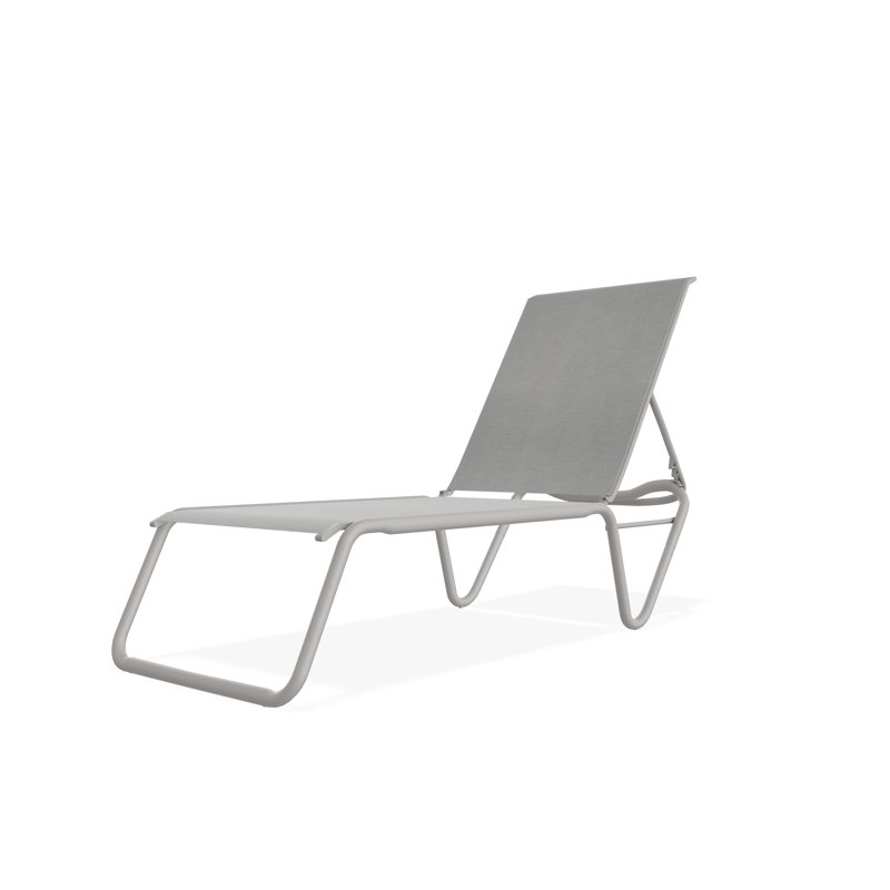Chaise longue sans accoudoirs empilable à plat en aluminium Gardenella, Alliage Sunbrella®, Gris chaleureux