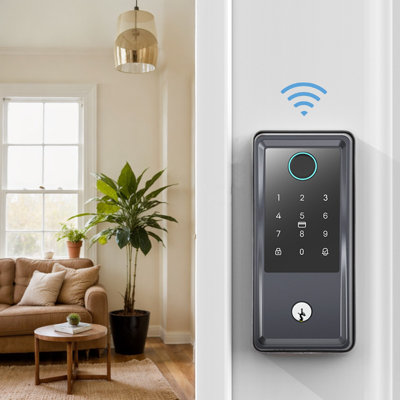 WiFi-Enabled Fingerprint Smart Lock - 6-in-1 Keyless Entry Door Lock with Auto-Lock & Doorbell for Front Doors (8-Month Battery)