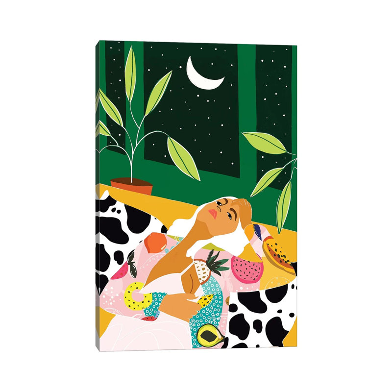 Moon Lover - Painting on Canvas, Wrapped Canvas, 30.48cm H x 20.32cm W x 1.91cm D