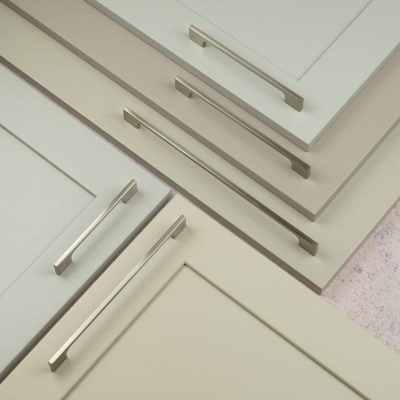 Brushed Nickel Slim Square D-Bar Handles, 288mm
