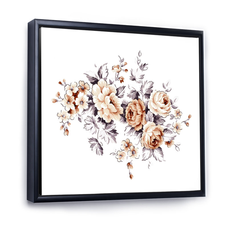 Roses sauvages roses - Peinture sur toile, H 36 po x l 36 po x 1,5 po, Cadre flottant noir