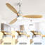 Ventilateur de plafond à DEL intégré de 52 pouces avec lumière et pales en bois massif télécommandées pour le salon
