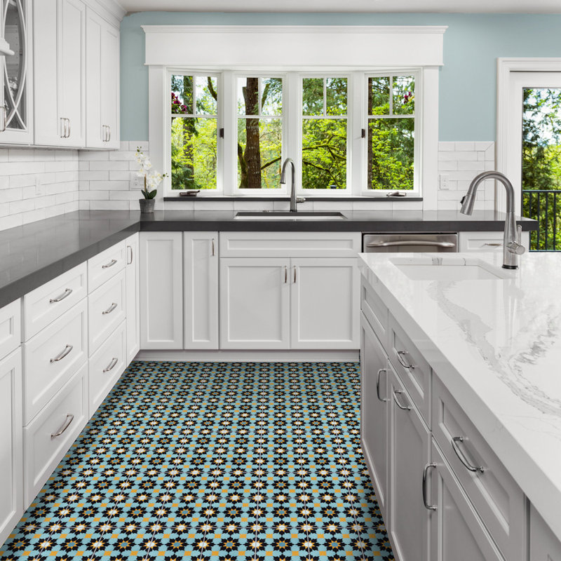 Casablanca 8" x 8" Cement Patterned Wall & Floor Tile, Primero