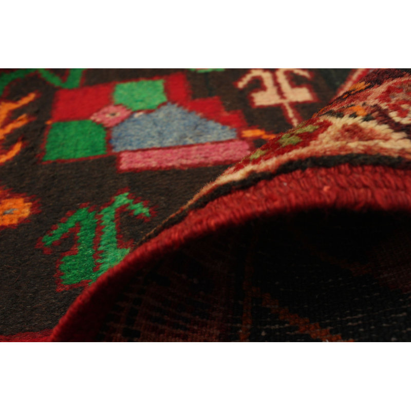 Tapis de couloir en Tapis décoratif laine rouge noué à la main des années 1980 5 pi 5 po x 10 pi 11 po