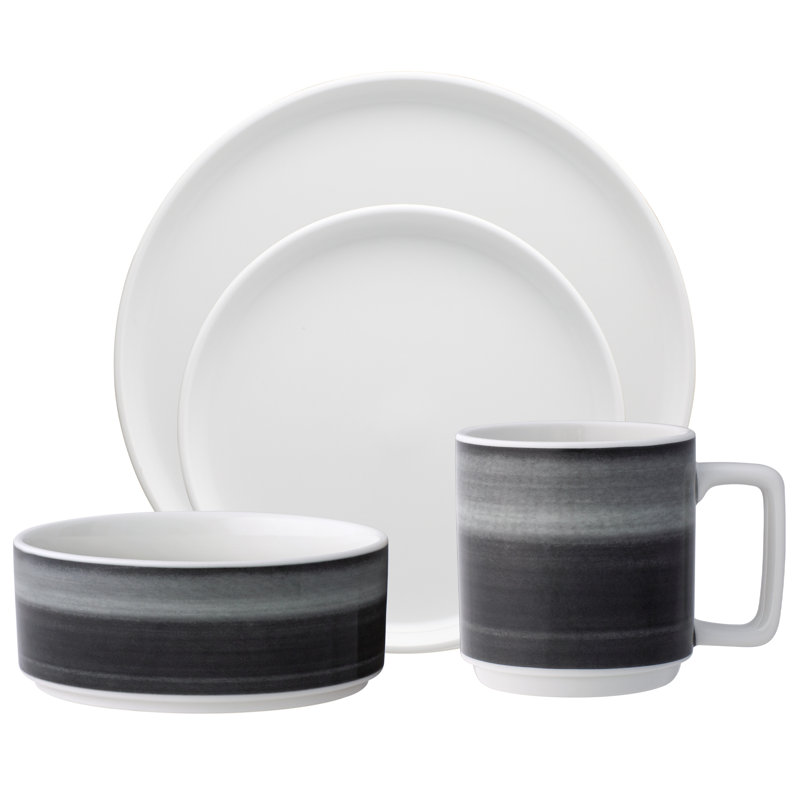 Noritake Colorstax Ombre Stax 4-Piece Place Setting, Service for 1, Jet