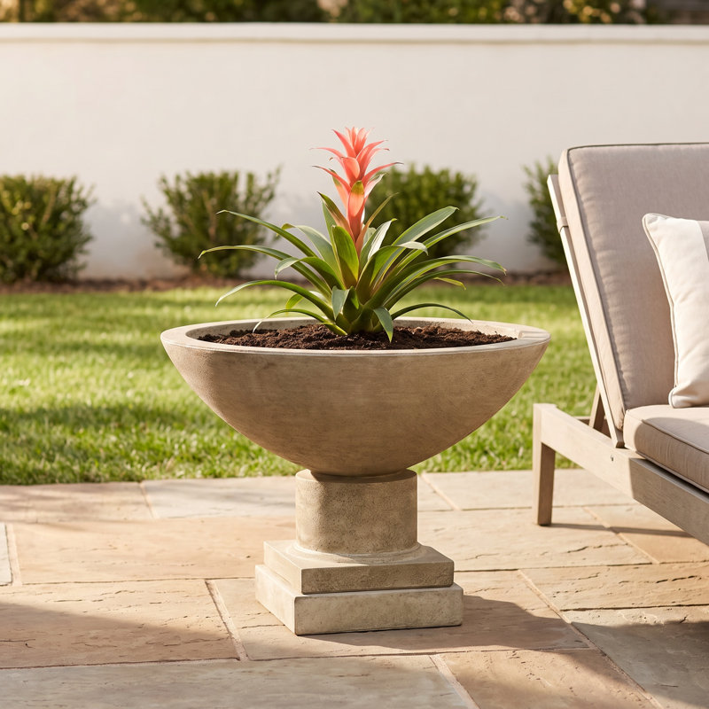 Savoy Cast Stone Urn Planter, Aged Limestone