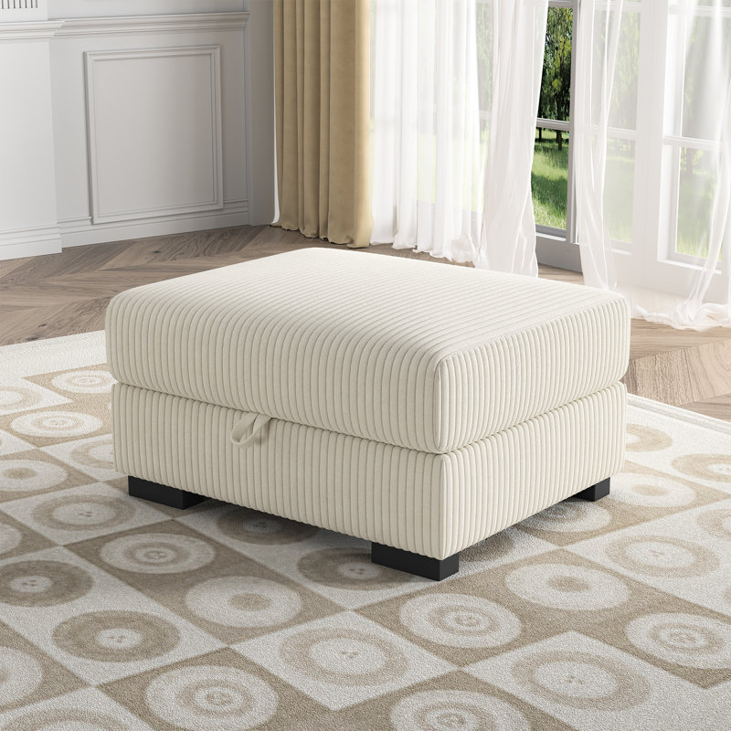 Repose-pieds 35 po 2 pièces, avec repose-pieds rectangulaire large et repose-pieds en velours côtelé, Beige