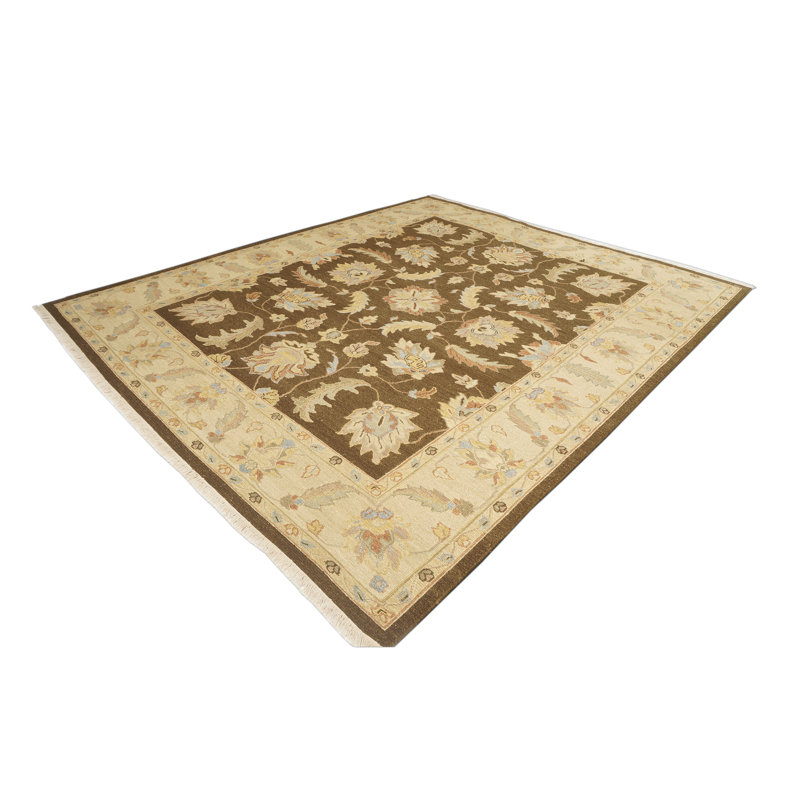 Wool Oriental Area Rug in Brown/Ivory, Rectangle 10' x 14'