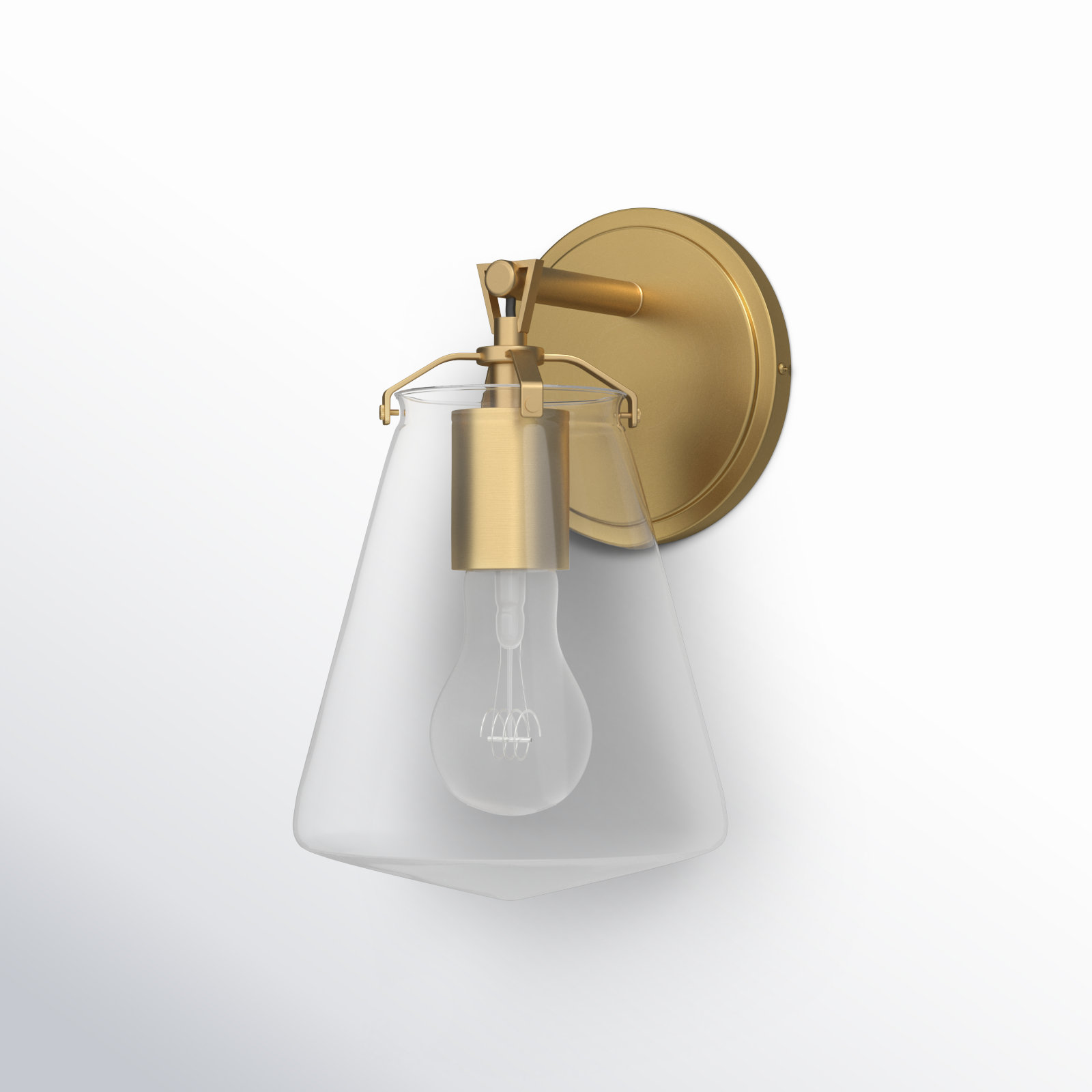 Single Light Dimmable Armed Sconce, Luxe Gold